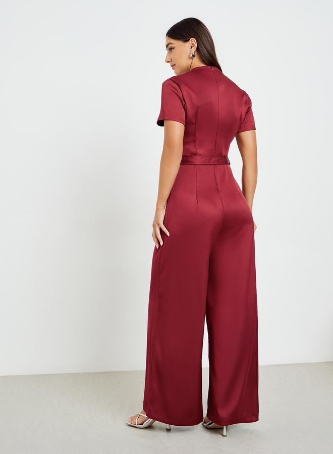 ستايلي جمبسوت بأرجل واسعة بحزام - Image 4